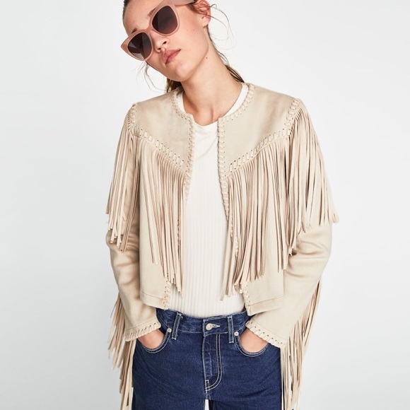 zara suede fringe jacket